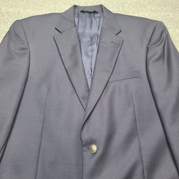 Jos A Bank Blazer Mens 40 Long Navy Blue Tailored Fit Wool Traveler's Collection - Picture 2 of 10